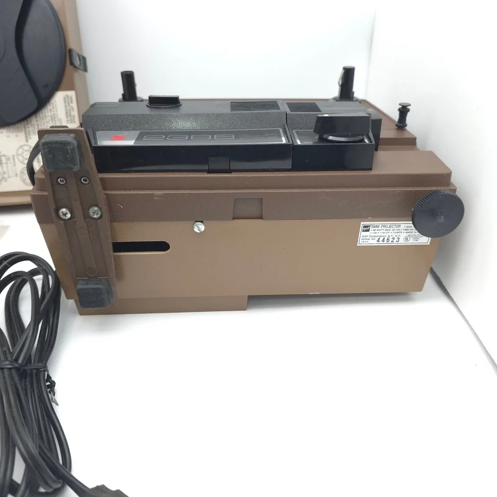 GAF 2388 Movie Projector Dual 8mm Super 8 Vintage Brown Automatic Load 1970 Tech